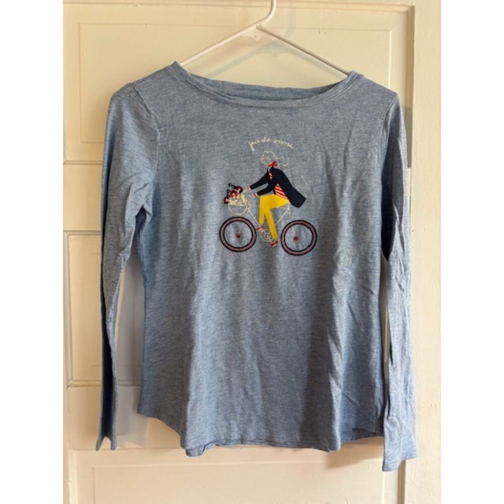 Talbots Petite Small Long-sleeve T-shirt Heather Blue